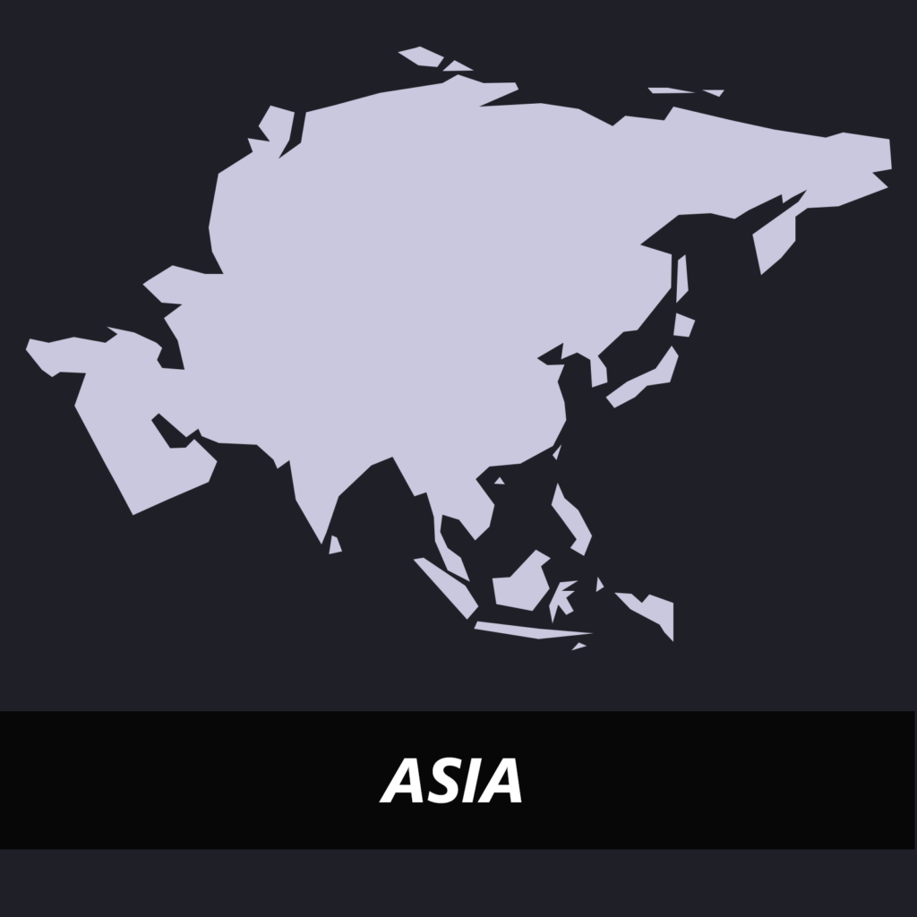 Image of Asia with the text Asia over top.